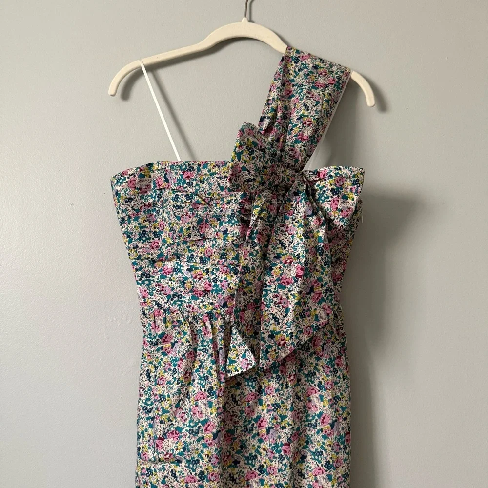 J.Crew X Liberty of London One Shoulder Bow Dress